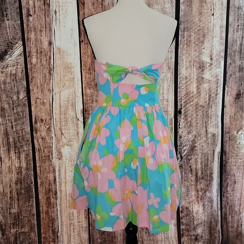 Lilly Pulitzer Size 6 Richelle Shorely Blue Mojo Strapless Tie Back Dress - Picture 5 of 8